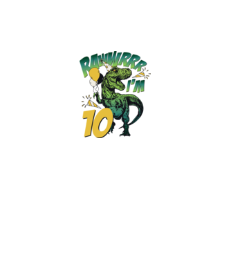'Birthday Dinosaur rawww i''m 10' model alb pe tricou