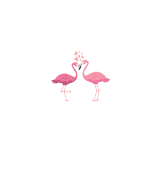 FLAMINGO ÎNDRĂGOSTIȚI model nisipiu pe tricou