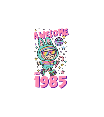 Awesome since 1985 - Labubu model alb pe tricou