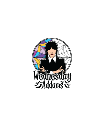  Wednesday Window colorful model alb pe tricou