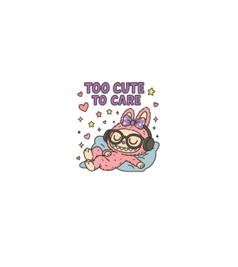 Too cute to care model negru pe tricou