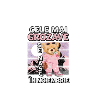 RETRO teddy fetişcană NOIEMBRIE model alb pe tricou