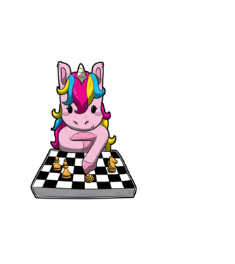 Chessicorn model alb pe tricou