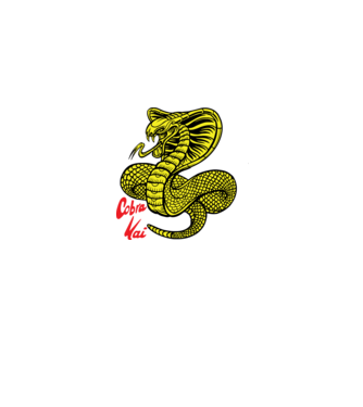 cobra kai logo color model albastru jeanși pe tricou