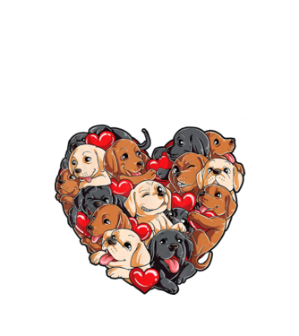 Puppy Heart model negru pe tricou