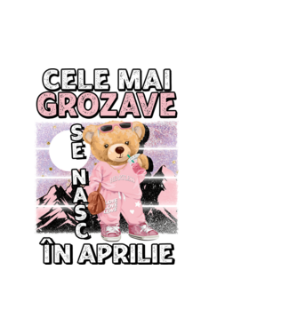 RETRO teddy fetişcană APRILIE model alb pe tricou