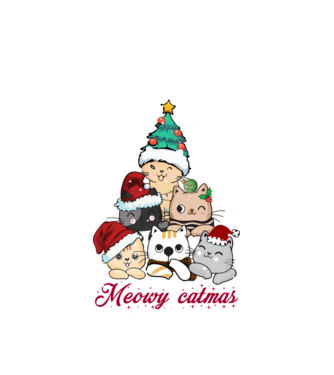 Meowy catmas model alb pe tricou