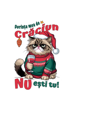 Dorința mea de Crăciun nu ești tu! pisică model albastru deschis pe tricou