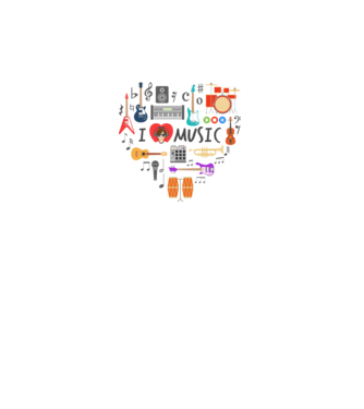 music heart model alb pe tricou