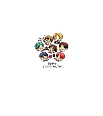 BTS chibi model alb pe tricou