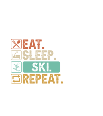 Eat Sleep SKI Repeat model negru pe tricou