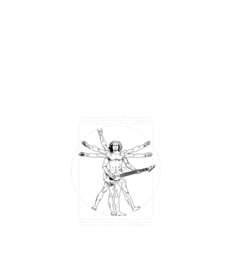 Vitruvius Guitar model negru pe tricou