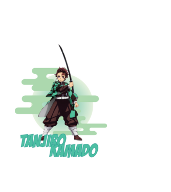 Demon Slayer Tanjiro model alb pe tricou