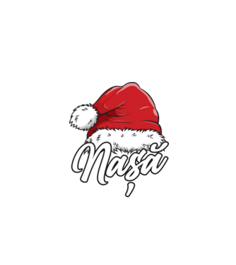 nașă Santa Hat model negru pe tricou