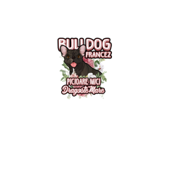 bulldog francez - picioare mici dragoste mare model galben neon pe tricou