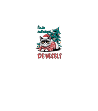 Este suficient de vesel? pisică Crăciun model alb pe tricou