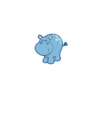 Cartoon hippo model negru pe tricou