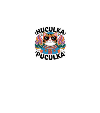 Huculka Puculka pisică 3 model alb pe tricou