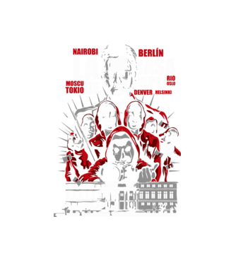 la casa de papel family model alb pe tricou