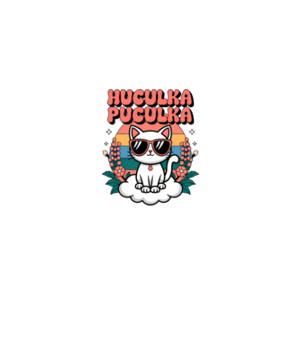 Huculka Puculka pisică 1 model alb/roșu pe tricou