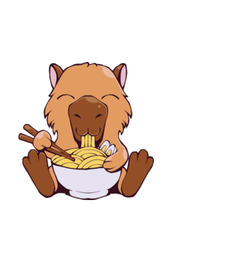 Capibară Ramen model albastru deschis pe tricou