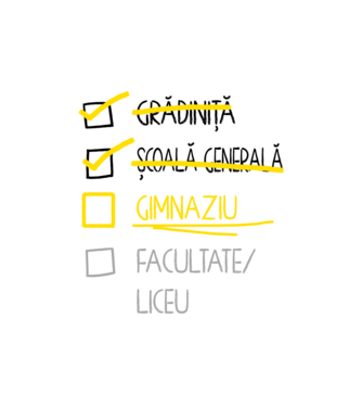 Cheklist educație - Școala primară alb model nisipiu pe tricou