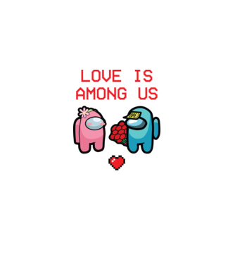 Among us love model alb pe tricou