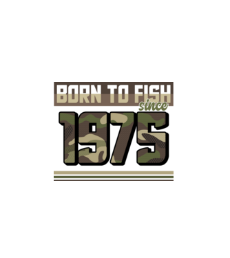 Born to fish since 1975 model negru pe tricou