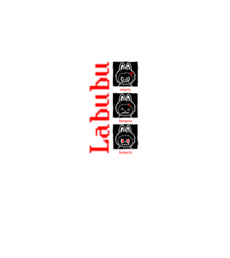 Labubu moods model negru pe tricou