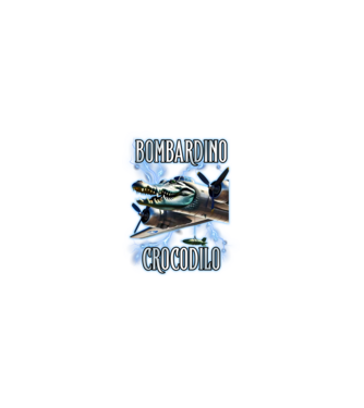 Bombardino Crocodilo model negru pe tricou