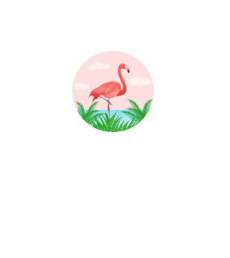 Flamingo model alb pe tricou