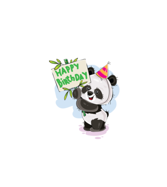 Zi de naștere panda model alb pe tricou