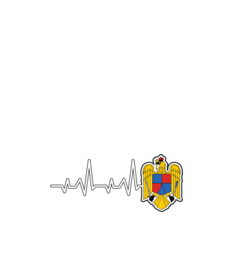 ROMANIA heartbeat model alb pe tricou