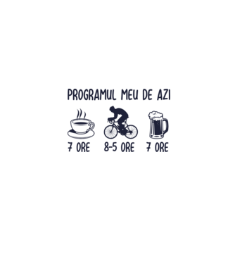 Programul meu de azi: 7 ore, 8-5 ore, 7 ore model alb pe tricou