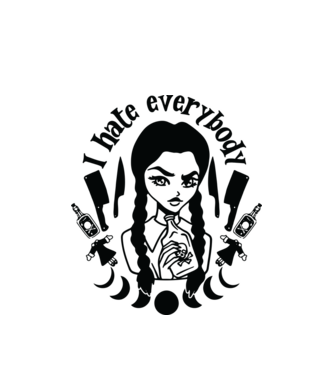  I hate everybody cartoon model alb pe tricou