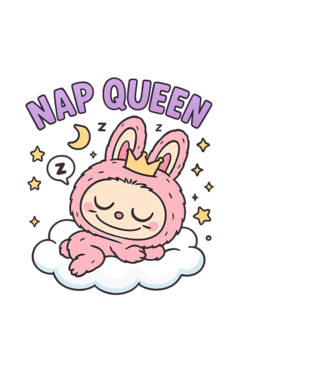 Nap Queen model alb pe tricou