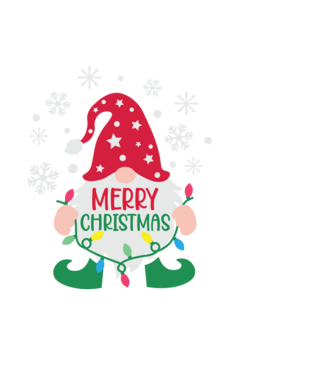 Merry christmas gnome model negru pe tricou