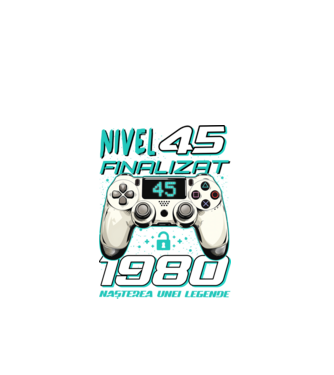 Nivel finalizat 45 1980 model negru pe tricou