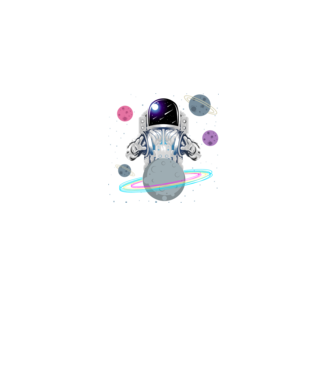 Astronaut planets model negru pe tricou