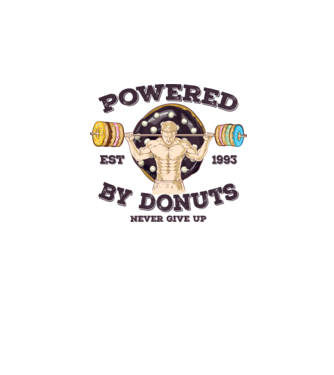 Powered by donuts model alb pe tricou