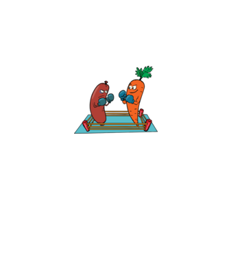 sausage vs carrot model alb pe tricou