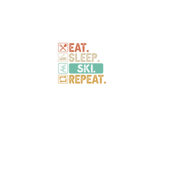 Eat Sleep SKI Repeat model negru pe tricou