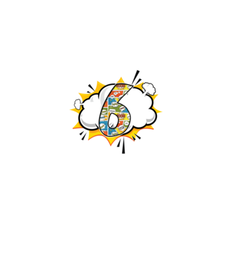 Birthday Comic Number 6 model alb pe tricou