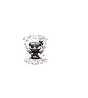 Cappuccino Assassino model negru pe tricou