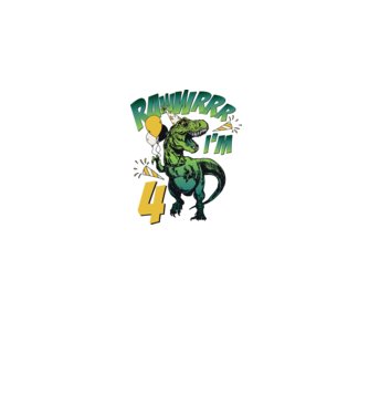 'Birthday Dinosaur rawww i''m 4' model alb pe tricou
