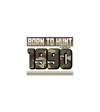 Born to hunt since 1990 model negru pe tricou