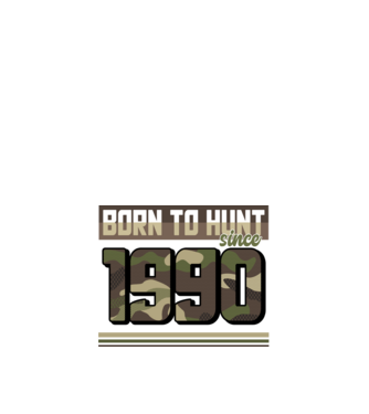 Born to hunt since 1990 model negru pe tricou
