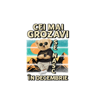 RETRO teddy DECEMBRIE model alb pe tricou