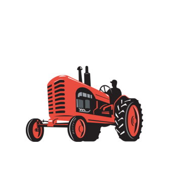 TRACTOR model alb pe tricou