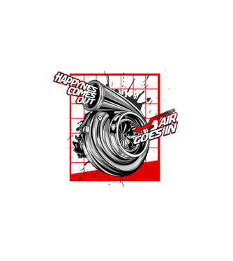 Turbo model alb pe tricou